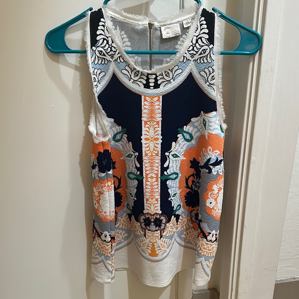 Women's Sleeveless Patterned Top - Multicolor